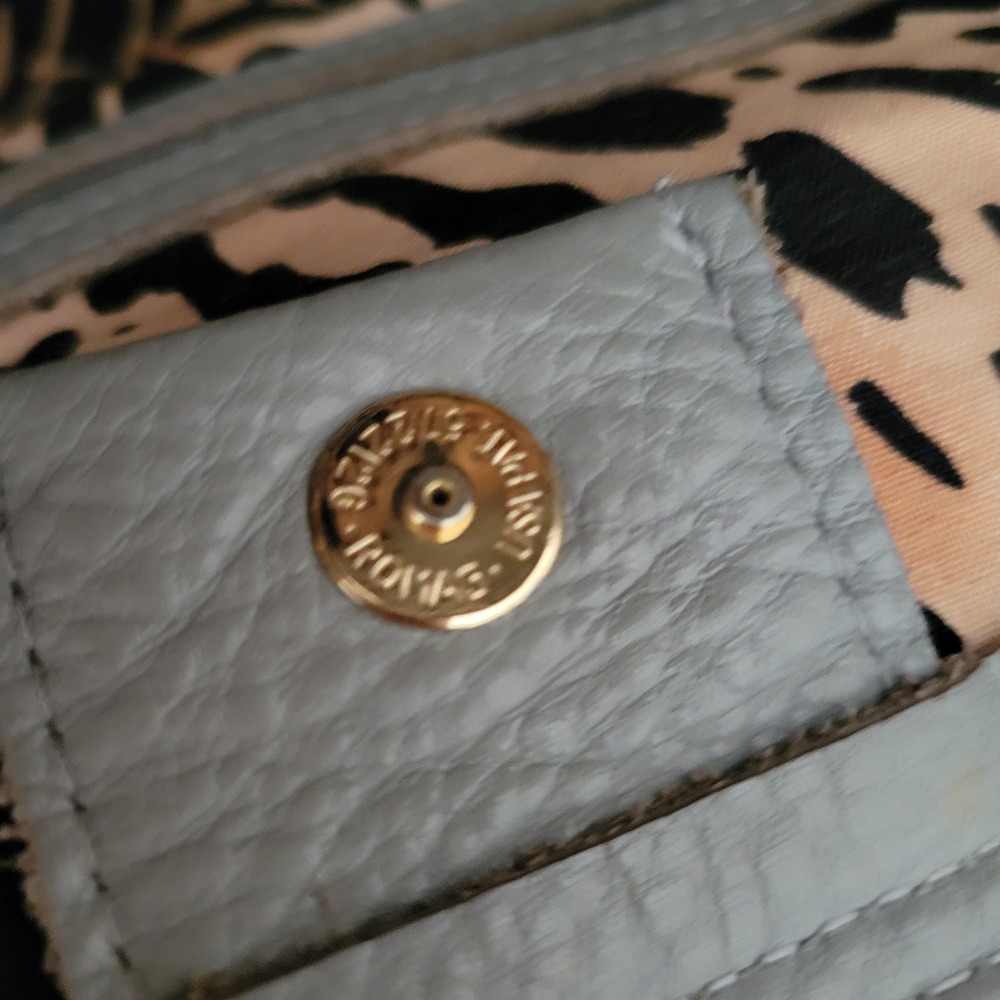 Romag Grey Pebbled Leather Leopard Calf Hair Hobo Bag Gold Hardware - Picture 13 of 16